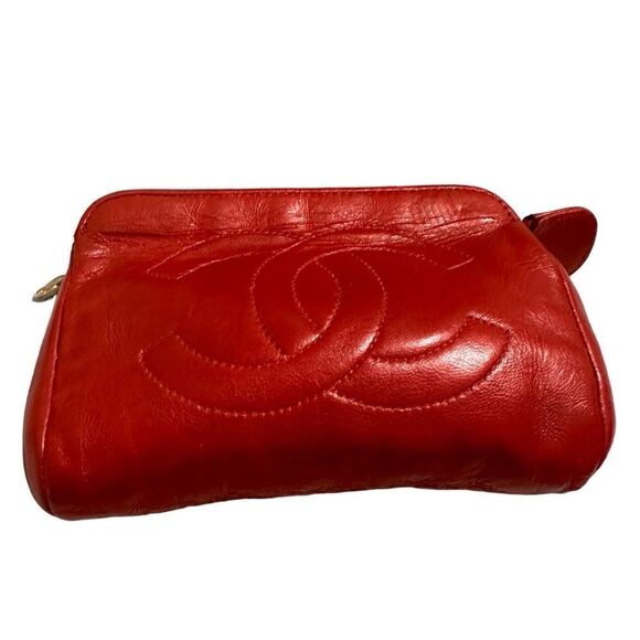 Chanel mini red leather pouch - Picture 2 of 14